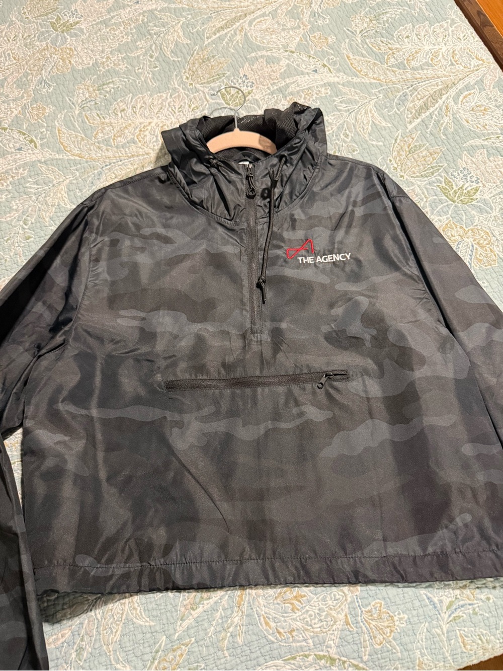 The Agency Black Camouflage Pullover Windbreaker